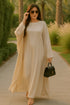 Classic Beige Silk Abaya Dress