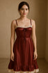 Luxury Silk Lace Trimmed Dress – Soft Maroon Elegance