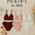 (30%) OFF - Pack of 3 Soft Silk Bralette & High-Waist Panty Set