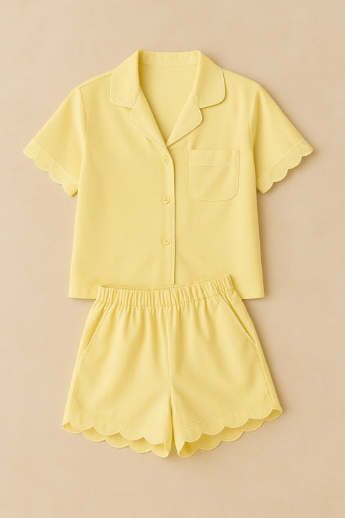 (30%) OFF - Scallop Edge Cotton Nightwear Set