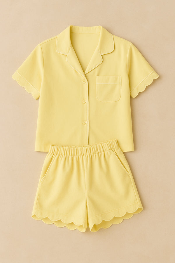 (30%) OFF - Scallop Edge Cotton Nightwear Set