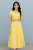 (30%) OFF - Cotton Lawn Co ord Set with Puff Sleeve Top & Tiered Maxi Skirt