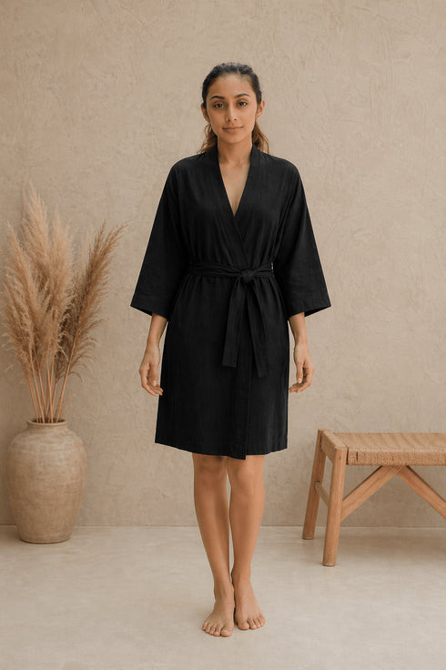Veloura Soft Premium Linen Robe – Minimal Wrap Luxury Feel