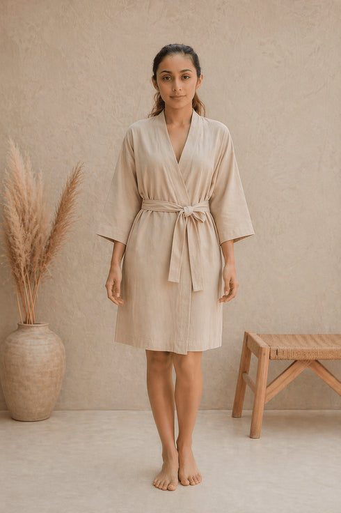 Veloura Soft Premium Linen Robe – Minimal Wrap Luxury Feel