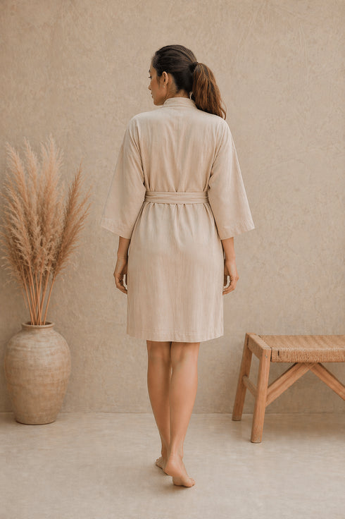 Veloura Soft Premium Linen Robe – Minimal Wrap Luxury Feel
