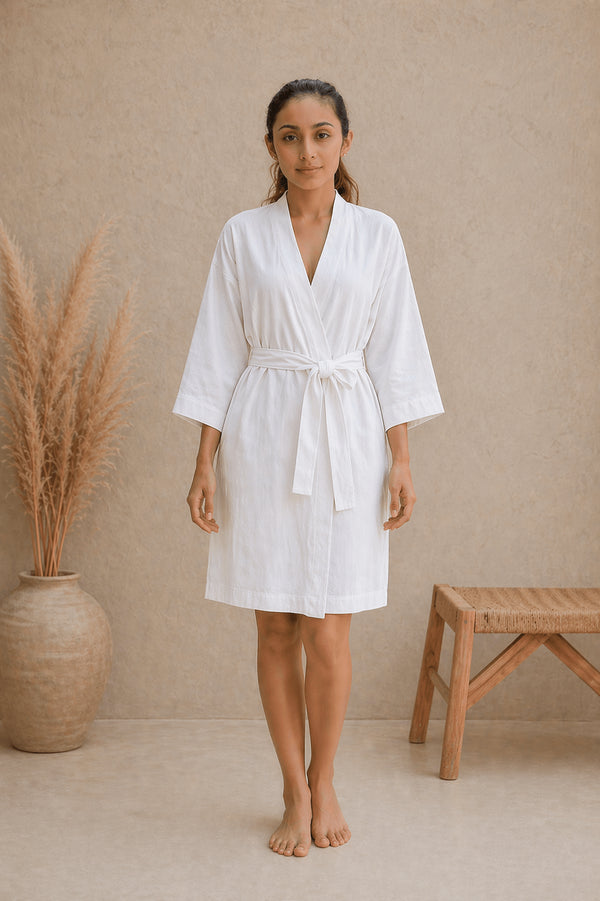Veloura Soft Premium Linen Robe – Minimal Wrap Luxury Feel