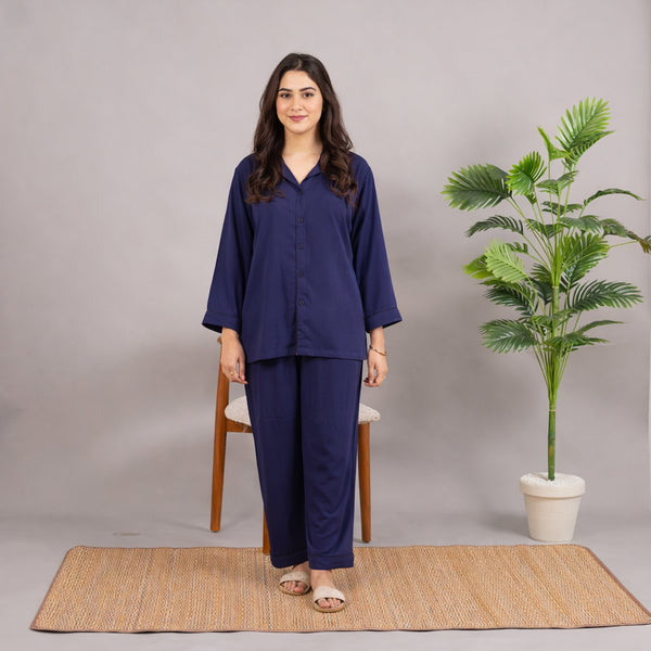 PURPLE SOLID LINEN PJS