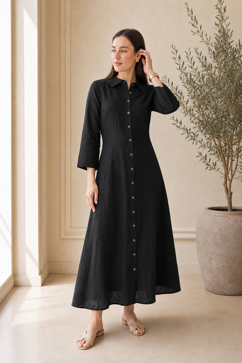 Soft Linen Celeste Shirt Maxi