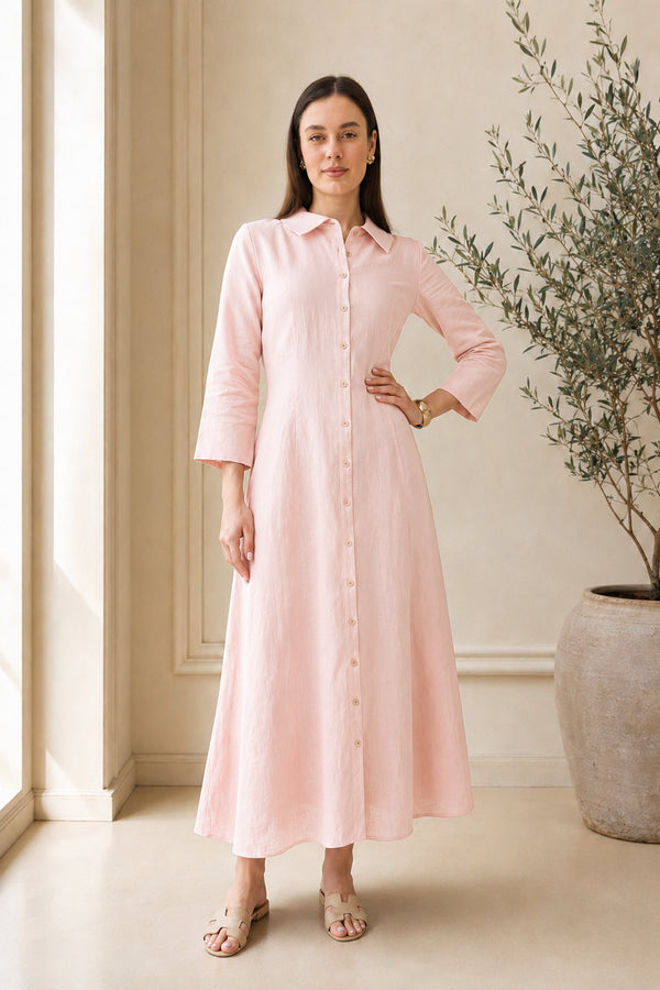 Soft Linen Celeste Shirt Maxi