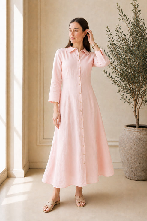 Soft Linen Celeste Shirt Maxi
