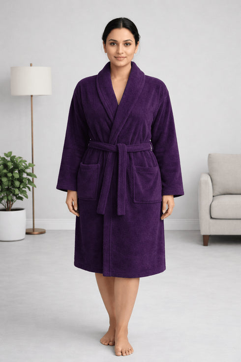 Royal Amethyst Luxe Bathrobe - Deep Purple Comfort Wrap