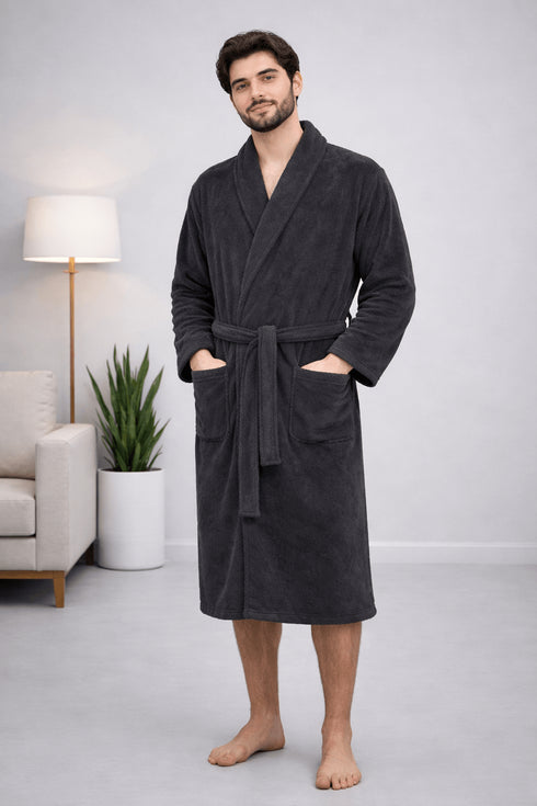 Midnight Ash Luxe Bathrobe - Premium Charcoal Comfort Wrap