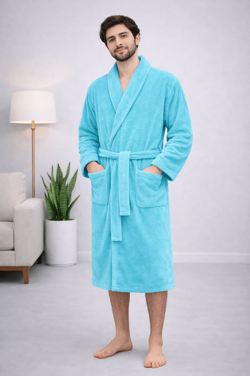 Ocean Breeze Luxe Bathrobe – Aqua Blue Comfort Wrap