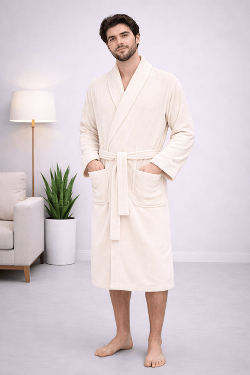 Ivory Cloud Luxe Bathrobe – Off-White Comfort Wrap