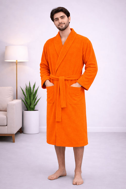Sunset Ember Luxe Bathrobe – Vibrant Orange Comfort Wrap