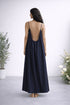 Gathered Linen Maxi Dress with Spaghetti Straps