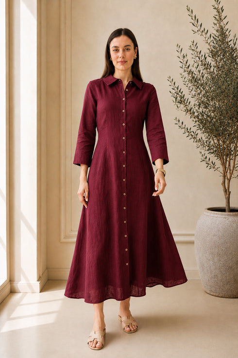 Soft Linen Celeste Shirt Maxi