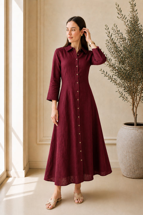 Soft Linen Celeste Shirt Maxi
