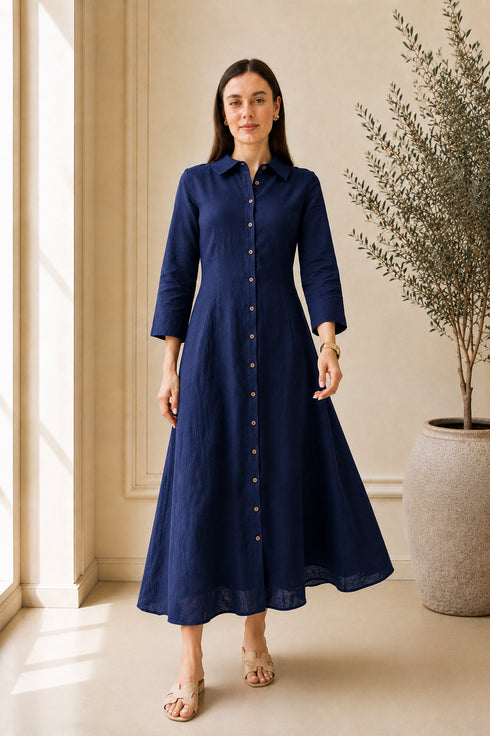 Soft Linen Celeste Shirt Maxi