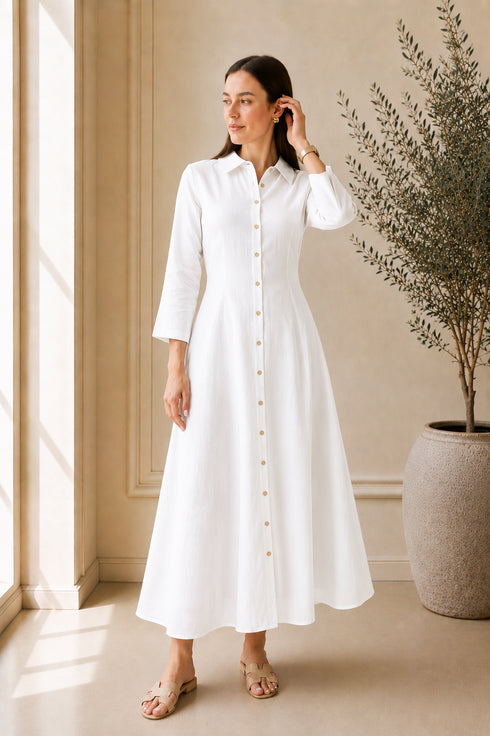 Soft Linen Celeste Shirt Maxi