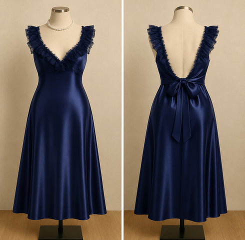 Romantic Silk Lace Nightgown – Elegant Floor-Length Sleepwear
