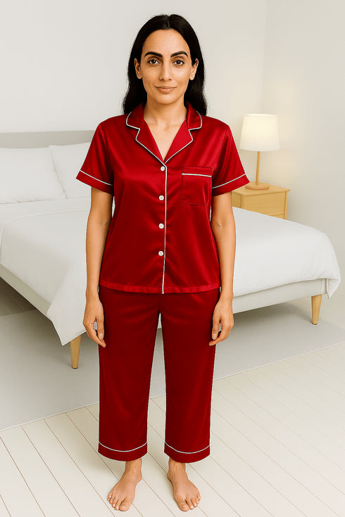 Silk Symphony Half-Sleeve Pajama Set 🎀