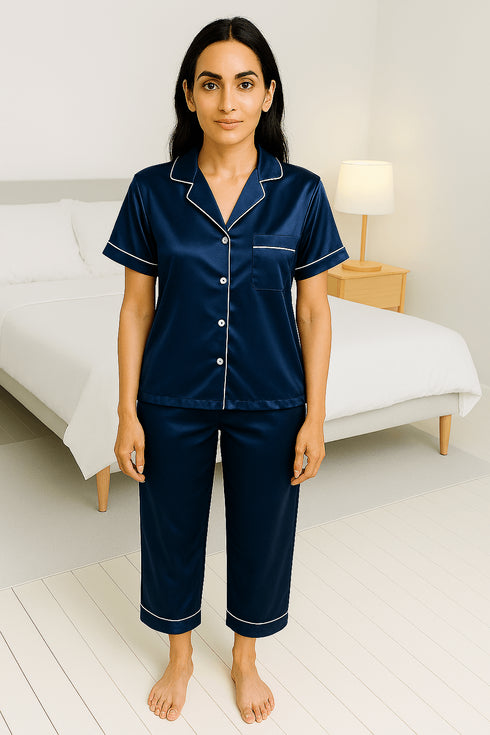Silk Symphony Half-Sleeve Pajama Set 🎀