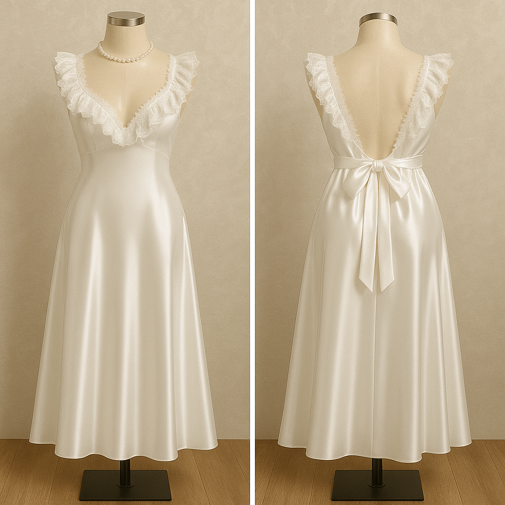 Romantic Silk Lace Nightgown – Elegant Floor-Length Sleepwear