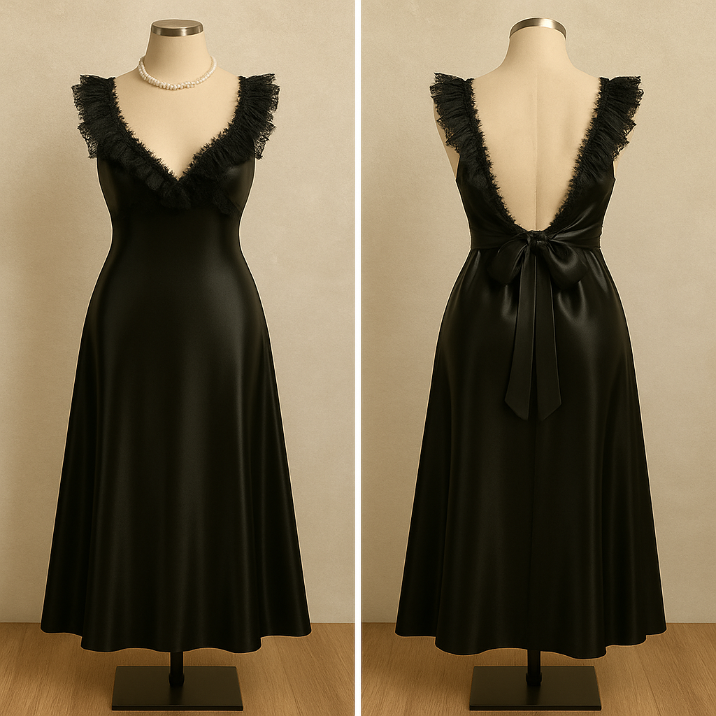 Romantic Silk Lace Nightgown – Elegant Floor-Length Sleepwear