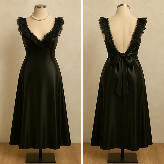 Romantic Silk Lace Nightgown – Elegant Floor-Length Sleepwear