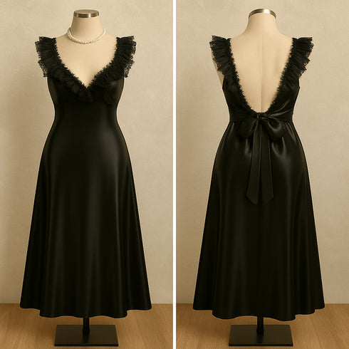 (30%) OFF - Romantic Silk Lace Nightgown – Elegant Floor-Length Sleepwear