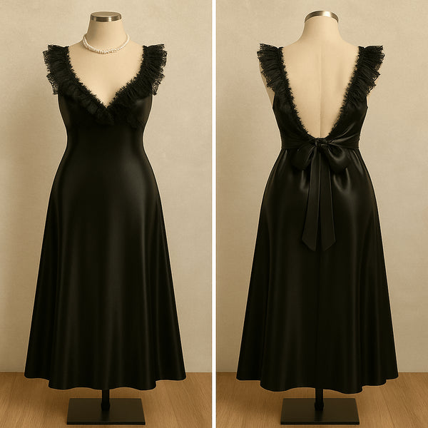 Romantic Silk Lace Nightgown – Elegant Floor-Length Sleepwear