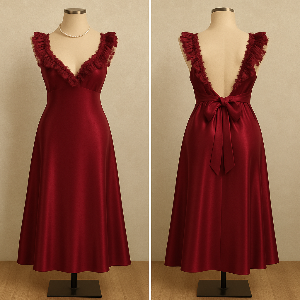 Romantic Silk Lace Nightgown – Elegant Floor-Length Sleepwear