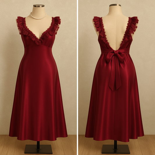 (30%) OFF - Romantic Silk Lace Nightgown – Elegant Floor-Length Sleepwear