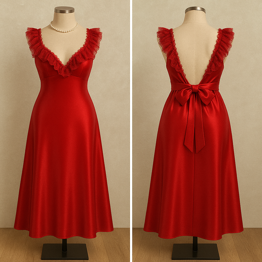Romantic Silk Lace Nightgown – Elegant Floor-Length Sleepwear