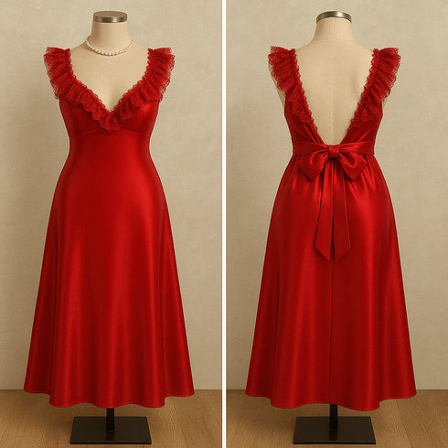 Romantic Silk Lace Nightgown – Elegant Floor-Length Sleepwear