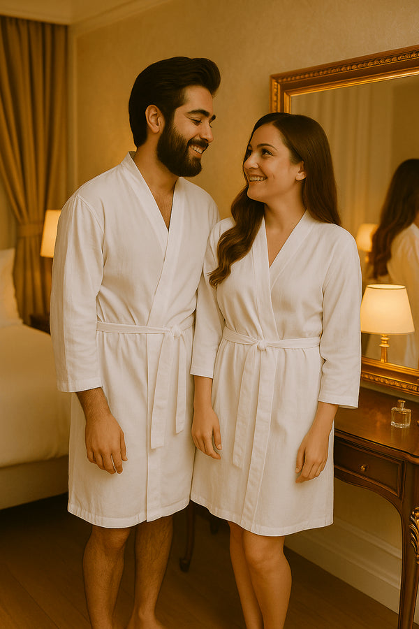 (30%) OFF - Couple’s Cotton Robe Set – Soft & Breathable Comfortwear