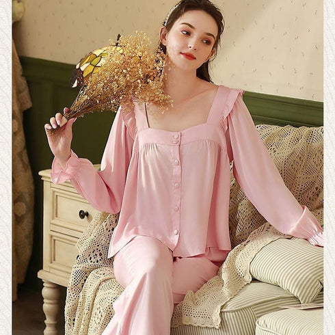 (30%) OFF - Silk Nighty Shirt and Trouser