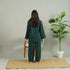 BOTTLE GREEN SOLID LINEN PJS.