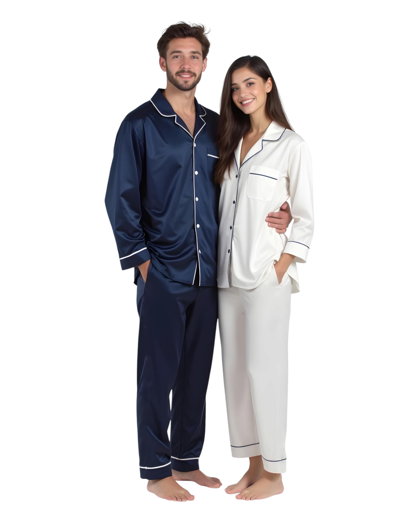 (30%) OFF - Elegant Satin Silk Couple Pajama Set
