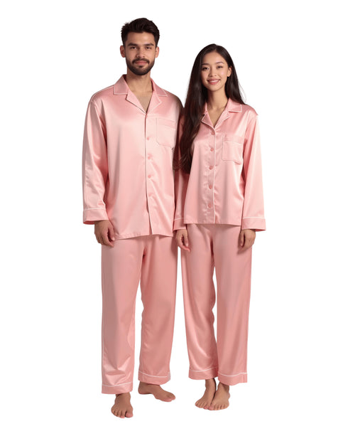 Elegant Satin Silk Couple Pajama Set