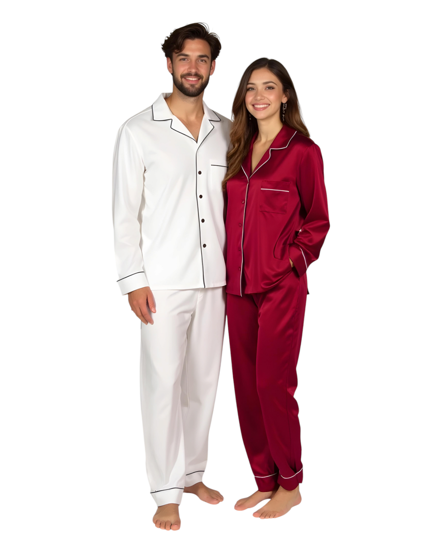 (30%) OFF - Elegant Satin Silk Couple Pajama Set