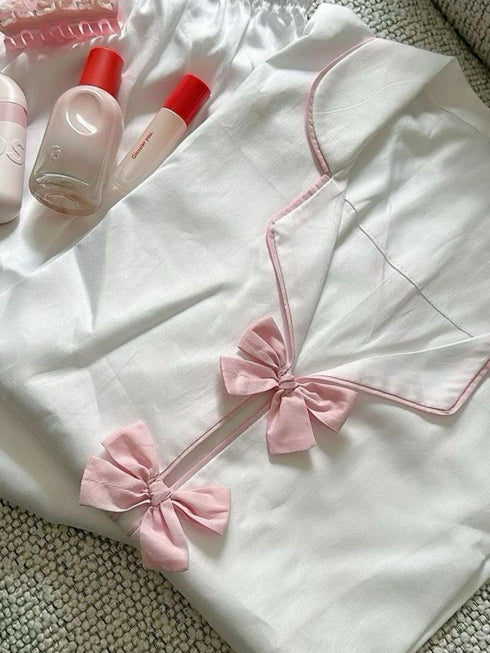 (30%) OFF - Candy Ribbon Pjs - Bow Cotton 2pc Set