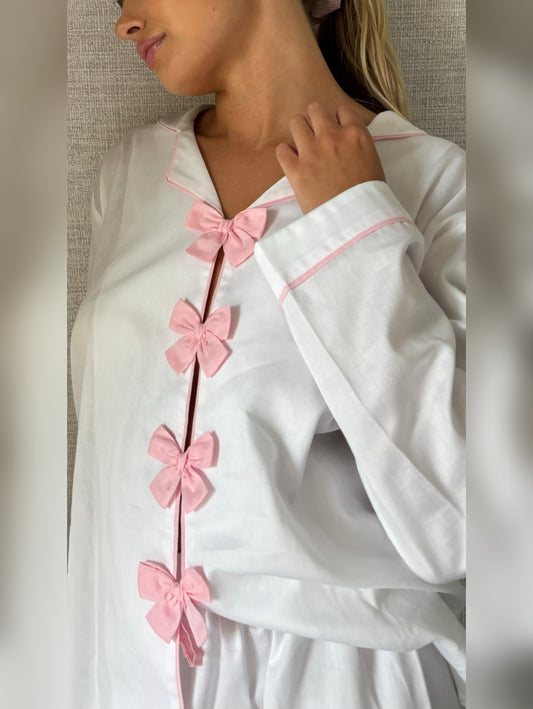 (30%) OFF - Candy Ribbon Pjs - Bow Cotton 2pc Set