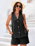 (30%) OFF - Chic Cotton Button-Up Lounge 2pc Set