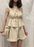 (30%) OFF - Cotton Ruffle Peplum Top and Shorts Set