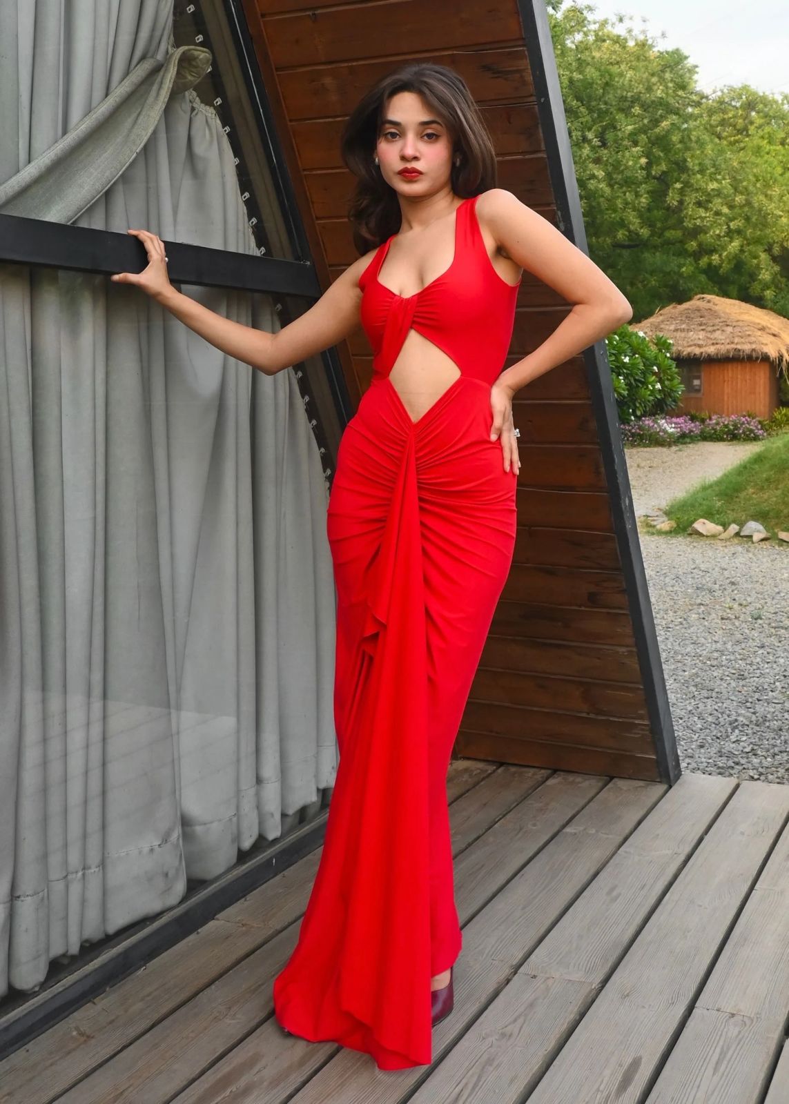 Obsidian Drape – Luxe Cutout Silk Gown