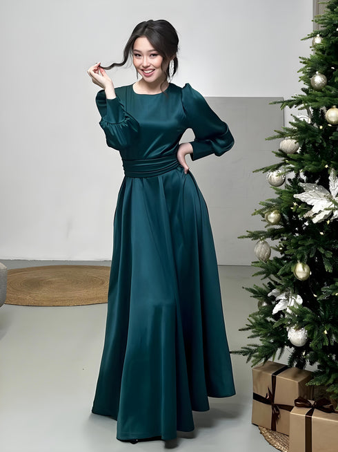 Elegant Puff Sleeve Maxi Dress
