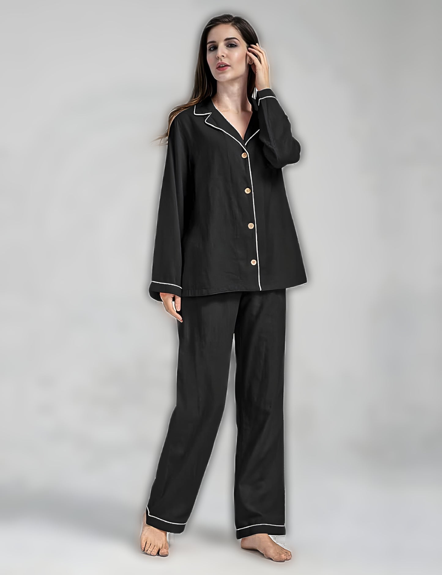 Elegant Cotton Pajama Set – Timeless Comfort
