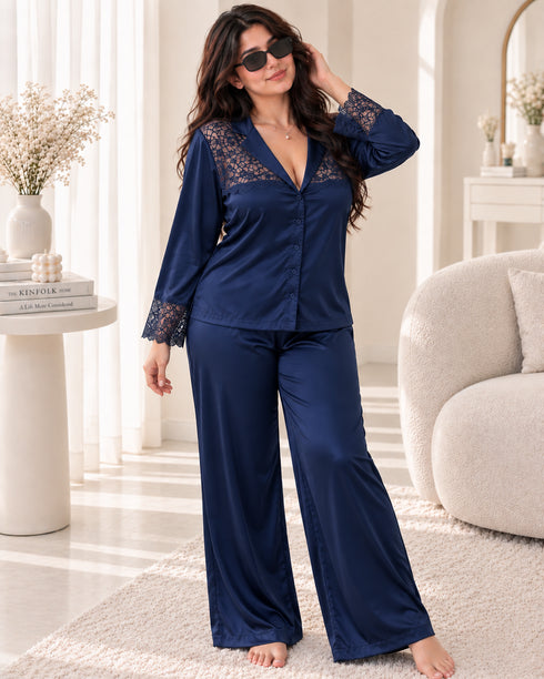 Noiré Lace Silk Pajama Set